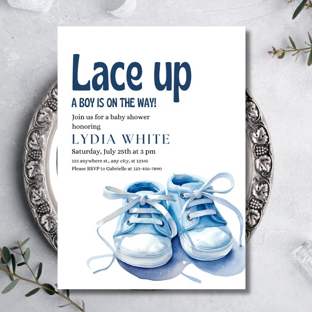 Invitación Zapatillas de Niño Baño de Bebé, Amarrar Baño de B (Subido por el creador)