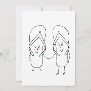 Invitación zapatillas lindas, tema de pareja, sandalias