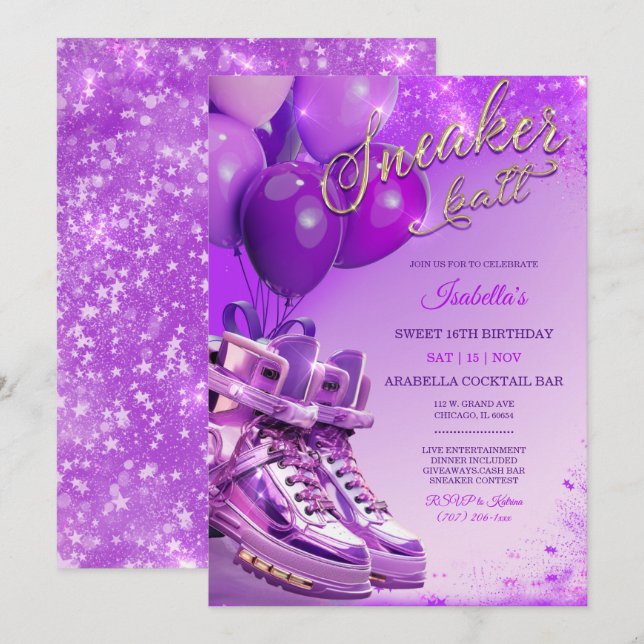 Invitación Zapatillas personalizadas con tema personalizado (Anverso / Reverso)