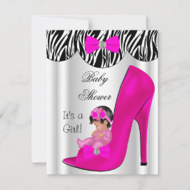 Invitación Zapatito de bebé rosa caliente de fiesta de bebé n