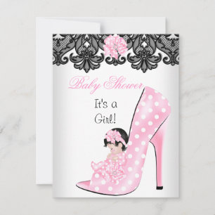 Invitación Zapatito de bebé rosa con encaje para ducha de beb