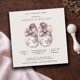 Invitación Zapatitos de bebé de toile rosa sonrojado para duc