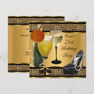 Invitación Zapato de bebidas con leopardo para fiesta de cump