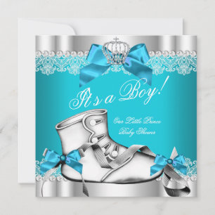 Invitación Zapato de encaje azul turquesa para baby shower de