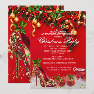 Invitación Zapato de fiesta de Navidad de vacaciones de orope