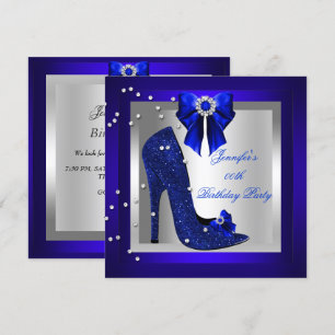 Invitación Zapato de Tacón Alto Azul Real Fiesta de Cumpleaño