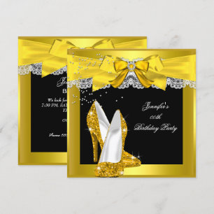 Invitación Zapato de tacón alto con brillo de oro amarillo pa