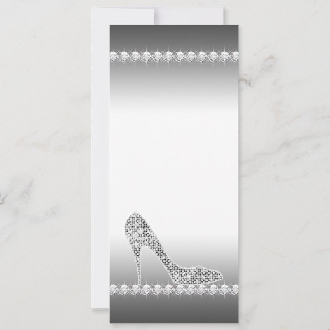 Invitación Zapato de tacón alto con diamante blanco y negro p (Anverso)