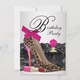 Invitación Zapato de tacón alto con estampado de leopardo ros