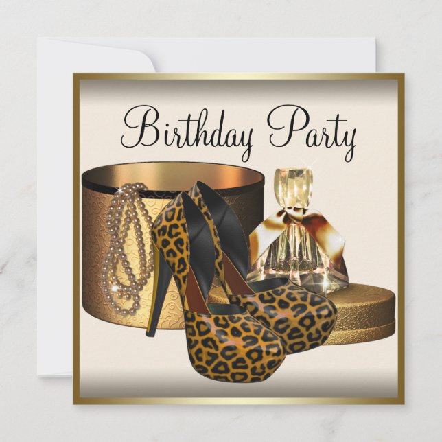 Invitación Zapato de tacón alto de cumpleaños de mujer crema  (Anverso)