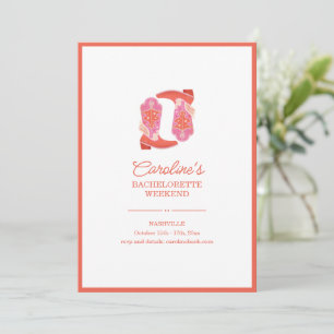 Invitación Zapato de vaquero occidental naranja rosa Despedid