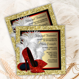 Invitación Zapato Rojo de Tacón Alto Fiesta de Cumpleaños de