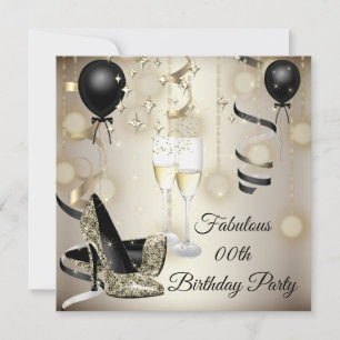 Invitación Zapatos altos beige dorados para fiesta de cumplea