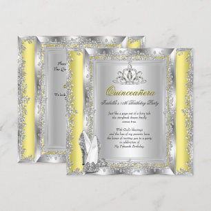 Invitación Zapatos amarillos de plata para Quinceañera cumple