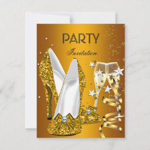 Invitación Zapatos amarillos dorados para fiesta de cumpleaño
