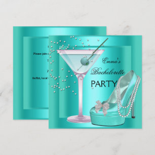 Invitación Zapatos Aqua Azul Turquesa para Despedida de Solte