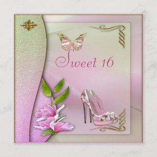 Invitación Zapatos atractivos magnolia y dulce 16 de la