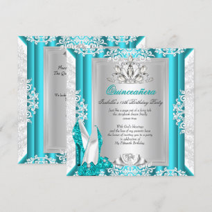 Invitación Zapatos Azules con Brillo para Fiesta de Cumpleaño
