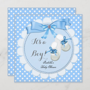 Invitación Zapatos Blue Cute Blue Booties de Baby Shower Boy 