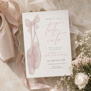 Invitación Zapatos de bailarina Tutu Cute Cumpleaños niña 2 a