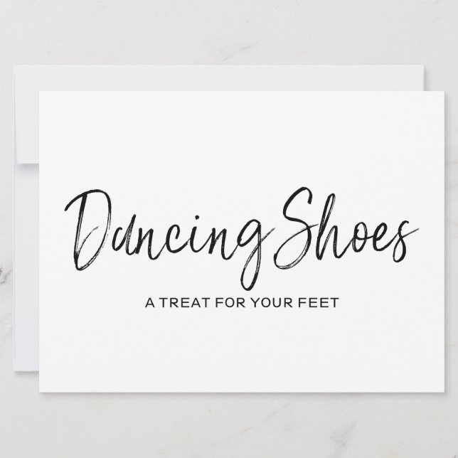 Invitación Zapatos de baile de boda Letrero con letras elegan (Anverso)