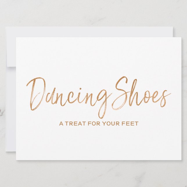 Invitación "Zapatos de Baile" Letrero de Boda | Rosa Dorada E (Anverso)