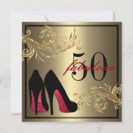 Invitación Zapatos de Baile Rojo - Fabuloso cumpleaños número