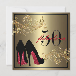Invitación Zapatos de Baile Rojo - Fabuloso cumpleaños número