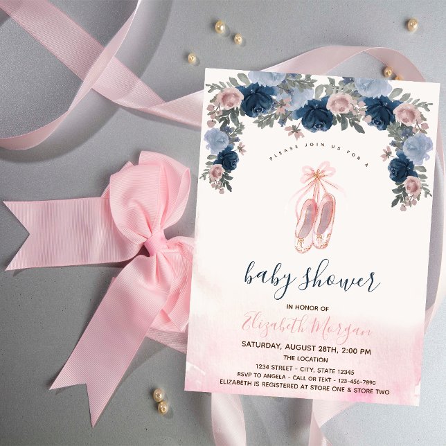 Invitación Zapatos de ballet Bandas rosadas Baby Shower (Subido por el creador)