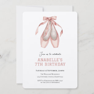 Invitación Zapatos de ballet niñas cumpleaños 7