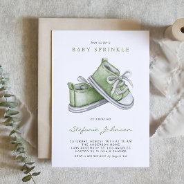 Invitación Zapatos de bebé acuarela verde Baby Sprinkle