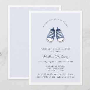 Invitación Zapatos de bebé azul, Baby Shower