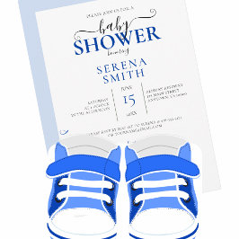 Invitación Zapatos de bebé azules lindos REGALO PARA BEBÉ