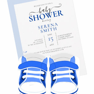 Invitación Zapatos de bebé azules lindos REGALO PARA BEBÉ