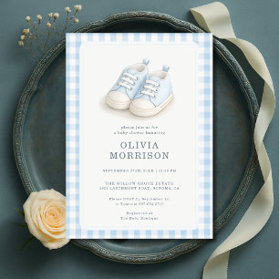 Invitación Zapatos de bebé azules Niño Cuadro de bebé Cumplea
