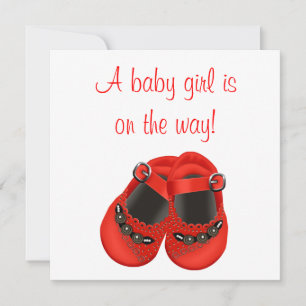 Invitación Zapatos de bebé con rosetas rojas Zapatos de bebé 