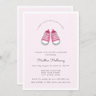 Invitación Zapatos de bebe rosa dulce, Baby Shower