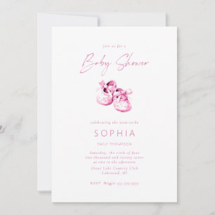 Invitación Zapatos de bebé rosados delicados Baby Shower
