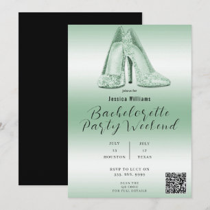 Invitación ZAPATOS DE BRILLO VERDE CÓDIGO QR Despedida de sol
