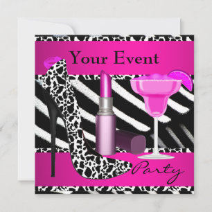 Invitación Zapatos de cebra para eventos de fiesta Labial ros