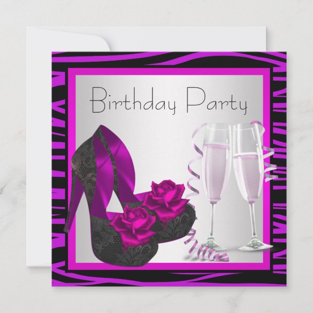 Invitación Zapatos de cóctel para mujer cebra morada fiesta d (Anverso)