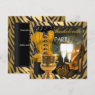Invitación Zapatos de corsé negro de oro para fiesta de solte