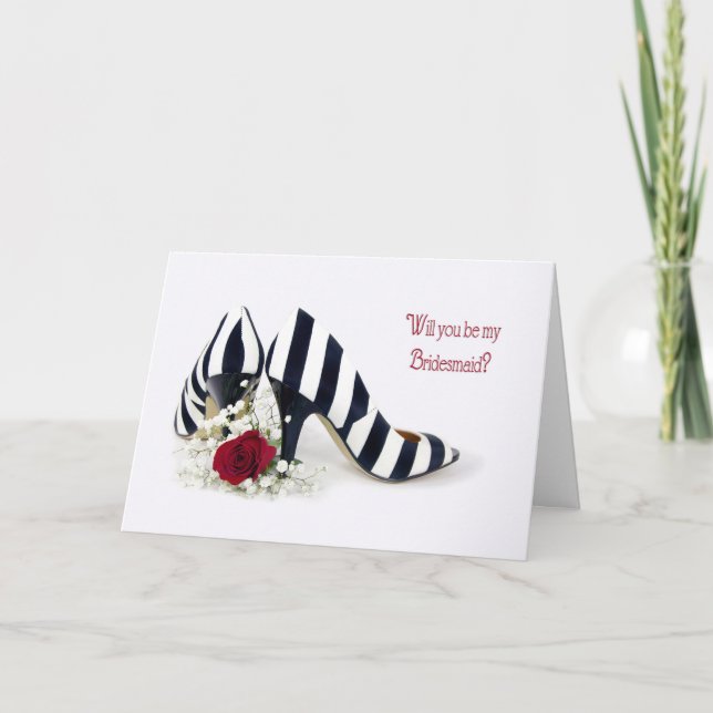 Invitación Zapatos de dama de honor y rosa (Anverso)