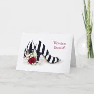 Invitación Zapatos de dama de honor y rosa