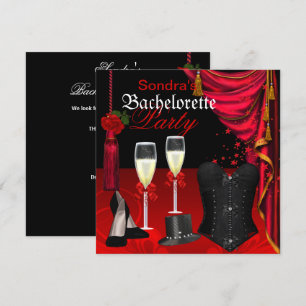 Invitación Zapatos de Despedida de Soltera con Corsé Rojo y N