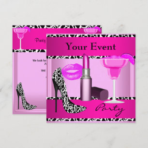Invitación Zapatos de fiesta de evento labial rosa