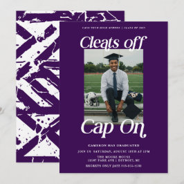 Invitación Zapatos de graduación de atleta morado sin gorra p