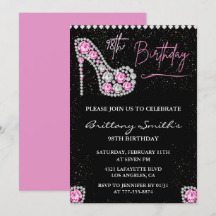 Invitación Zapatos de lentejuelas negras de glamour de diaman