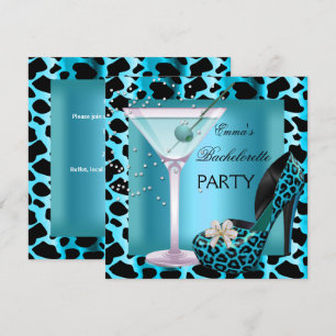 Invitación Zapatos de leopardo azul turquesa para despedida d