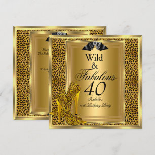 Invitación Zapatos de Leopardo Salvaje de Oro para Fiesta de